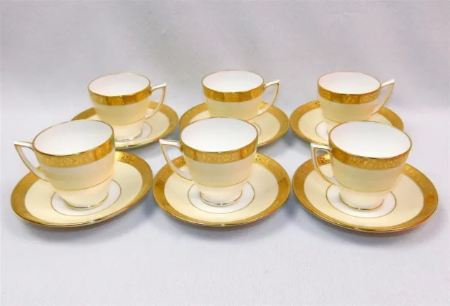6 Minton WESTMINSTER Demitasse Gold Encrusted Espresso Cup and Saucer Sets