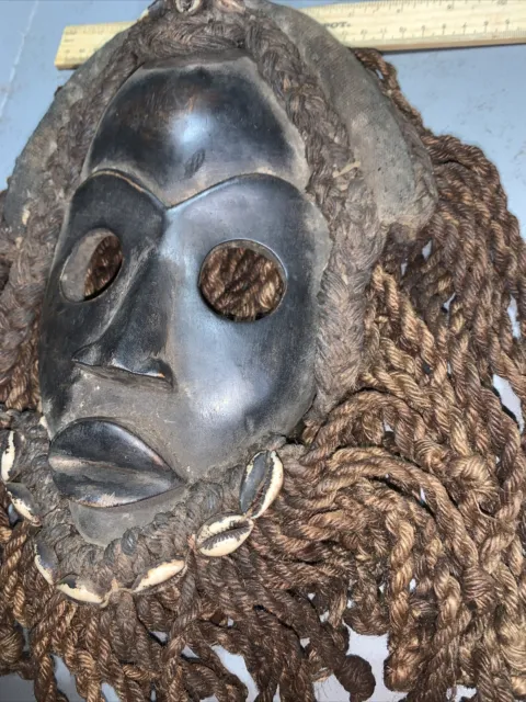Dan Mask with Cowries and Rope Beard African mask great size OFFERS #23 4