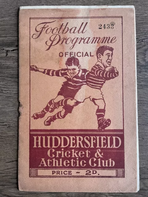 Wartime Rugby League Programme Huddersfield v Hunslet 12th October 1940 War Time