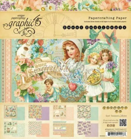 Graphic 45 "Sweet Sentiments"  8X8 Paper Pad Easter Valentines Scrapjack's Place