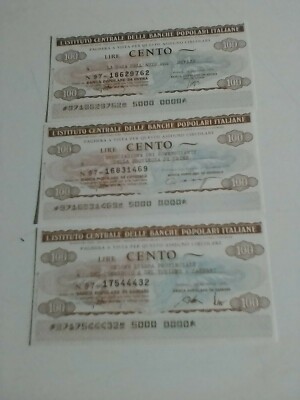 BANCHE POPOLARI ITALIANE MINIASSEGNI IST CEN LOTTO ML862 N. 2 EMISSIONI 