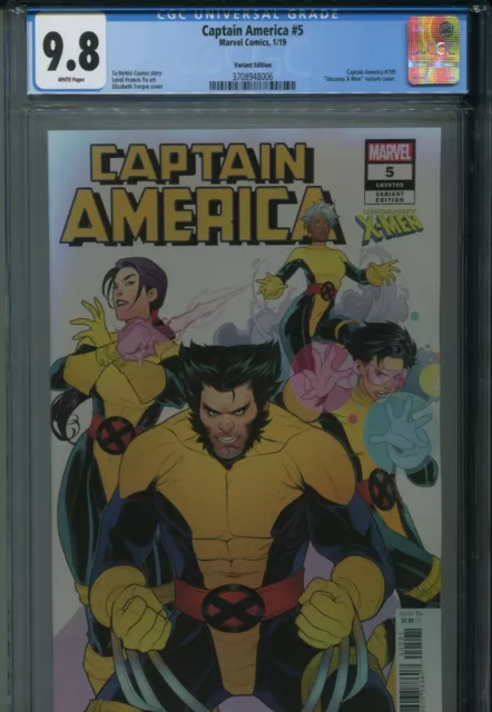 Captain America 5 CGC 9.8 Torque Variant Cover Jim Lee Uncanny X-Men Wolverine