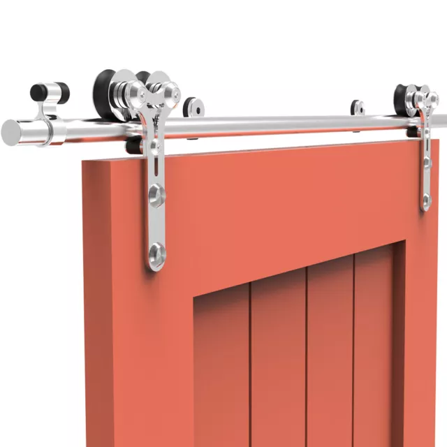 4-20FT Stainless Steel Sliding Barn Wood Door Hardware Kit, Single/Double Door