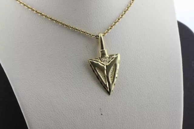 14K Yellow Gold Diamond-Cut Small Textured Arrowhead Charm Pendant