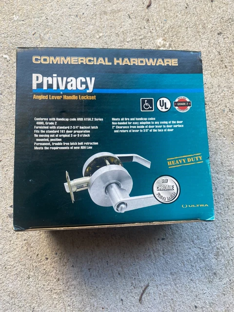 Commercial Hardware privacy Angled Lever Handle Lockset Dull Polished Brass