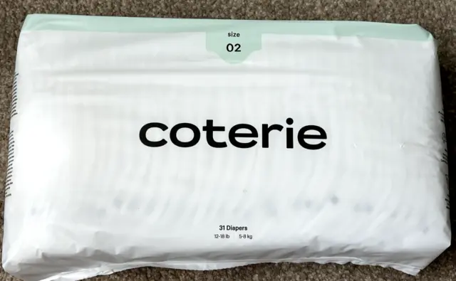 1 Pack of Coterie Baby Diapers - Size 2 - 12-18 lbs - 31 diapers