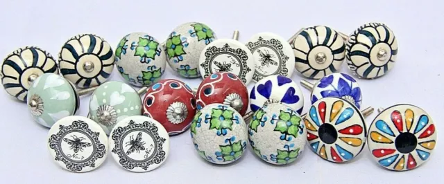 20 Pièces Lot Assortiment Décorative Céramique Porte Boutons, Vintage Style