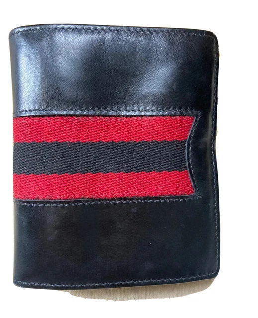 Gucci Black Leather Wallet Vintage 7”x4” Bifold Minimalist