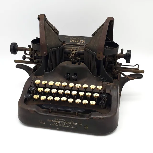 1912 Oliver No. 9 Typewriter Standard Visible Batwing For Decor / Restoration