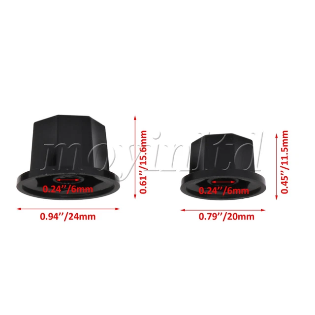 30PCS Black Guitar Bass Knobs Potentiometer Control Knob Volume Audio