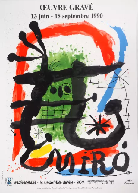 Joan Miro - Figur Surrealistisch Grün - Lithografie Unterzeichnet