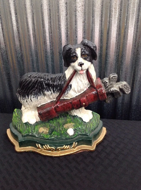 CAST IRON Door Stop, UPPER DECK, Dog, Collie, Golf,