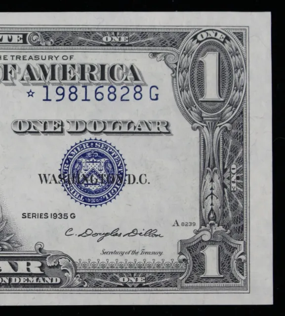 $1 1935G Star w/Motto CU Silver Certificate *19816828G one dollar, series G
