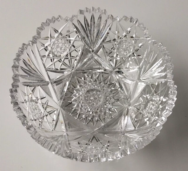 Fine Antique Abp American Brilliant Period Cut Glass 8" Bowl 4