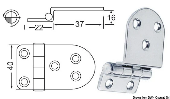 Charnière Inox À Relief 59x40 MM Marque Osculati 38.441.58