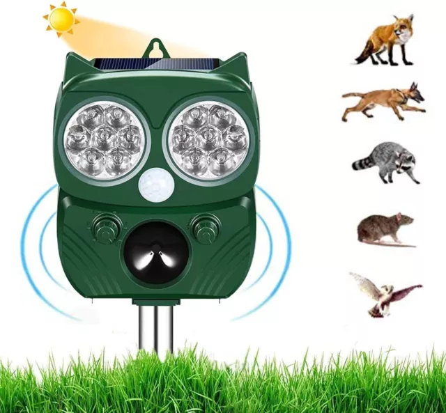 Ultrasonic Dog Cat Repellent Fox Pest Solar  Scarer Deterrent Repeller
