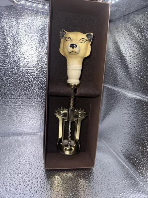 Rare Vintage Fox Head Corkscrew Visit   Wine Bottle Opener 9.5" Barware