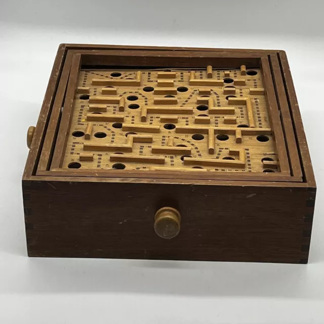 Vintage Labyrinth: A Wood Tilting Maze Game  - Challenging Family Fun