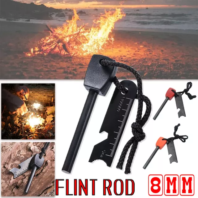 Magnesium Flint Rod Stone Fire Starter Lighter Emergency Survival Camping Hiking