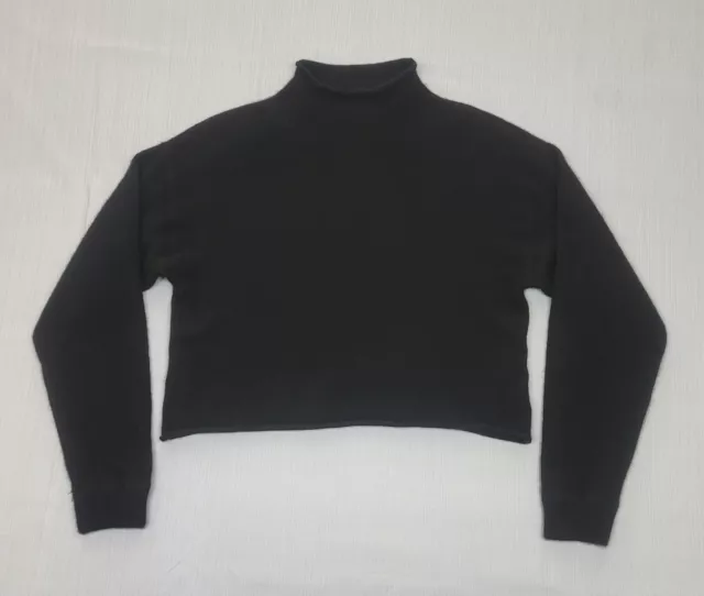 Reformation Cropped Sweater Womens Medium Black Cashmere Roll Neck Pullover