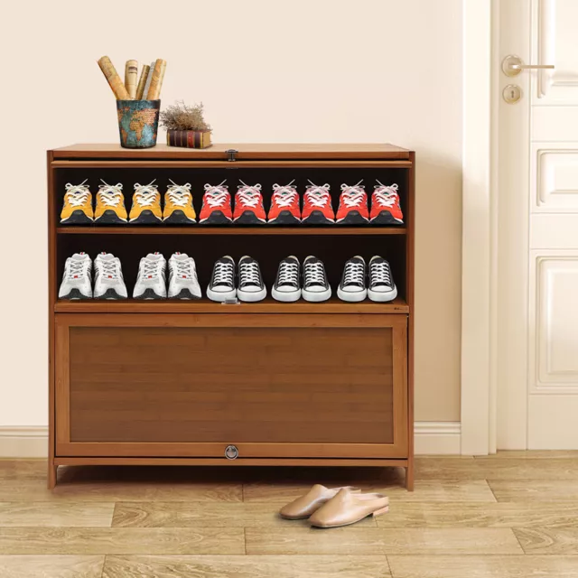 4-Tier Bamboo Shoe Rack Cabinet Wooden Shelf Stand Storage Shoes Organizer USA