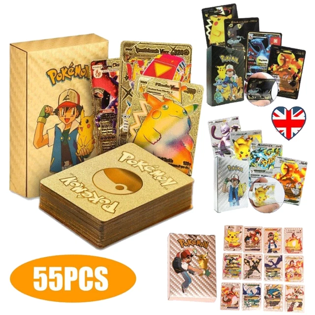 55PCS POKEMON CARD Foil GOLD PACK 55 CARDS TCG GX Vmax GX Card Charizard Rare UK EUR 8,71