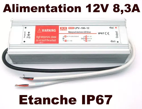 Alimentation à découpage 12V 8,3A  étanche