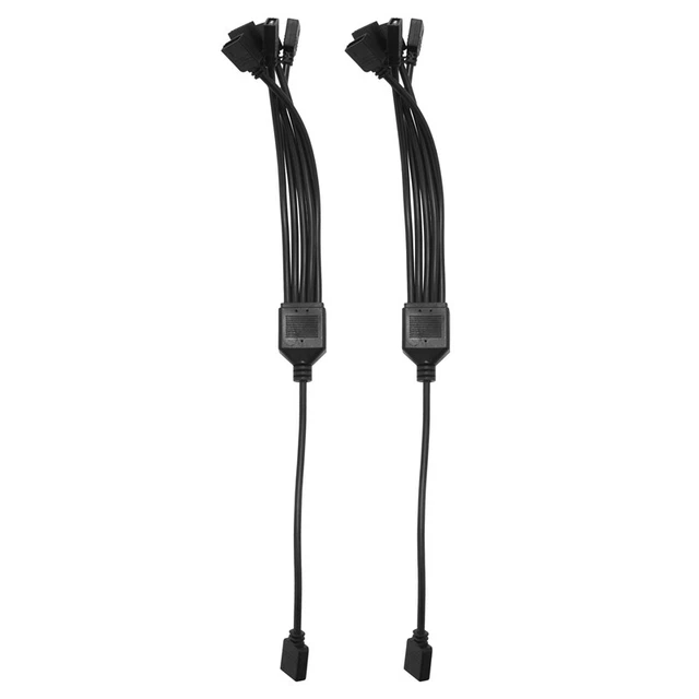 2Pcs Fan RGB Splitter Adapter Cable Motherboard Extension 5V 3 Pin Fan Cabl A9B6