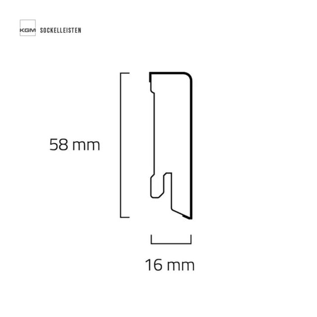 Vorteilspack - Modern Sockelleiste aus MDF ral9016 | Fußleiste weiß | 16 x 58 mm 3