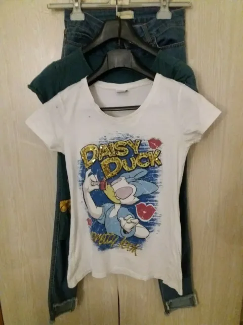 Jeans Stella Berg ragazza tg 12-14 anni+maglietta Disney tg L+maglietta Garfield