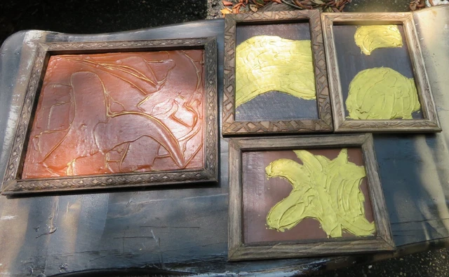 Custom Abstract 3D Textured Art  Recycled Cardboard & Handmade Distressed Frame