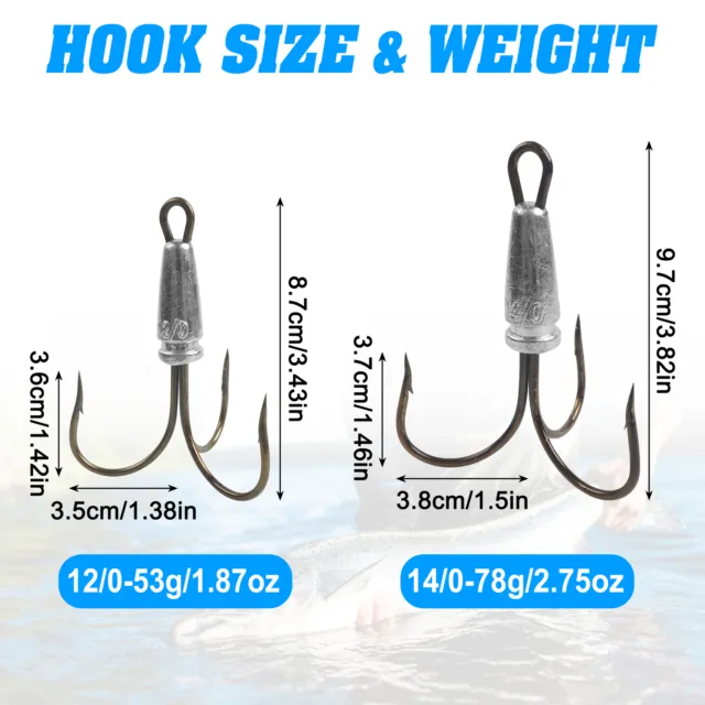 12 SNAG HOOKS Bronze Snagging Hook Lead Weighted Treble Fishing Hook M-60  Mold $12.95 - PicClick