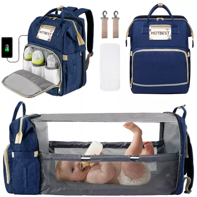 Foldbale Diaper Bag 3 in 1 Baby Bed Portable Bassinet Crib Backpack Travel/Sleep