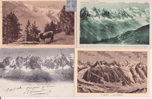 Lot 4 cartes postales anciennes CHAMONIX MONT-BLANC les aiguilles 3