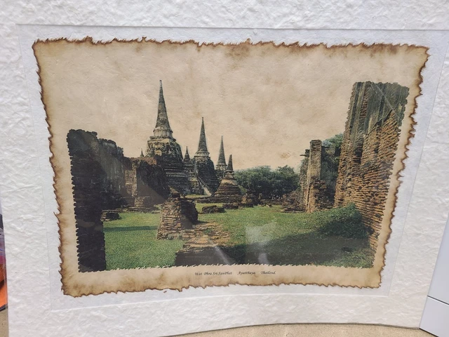 Wat Phra Sri SanPhet Ayutthaya Thailand Artwork On Mache Backing 20x16