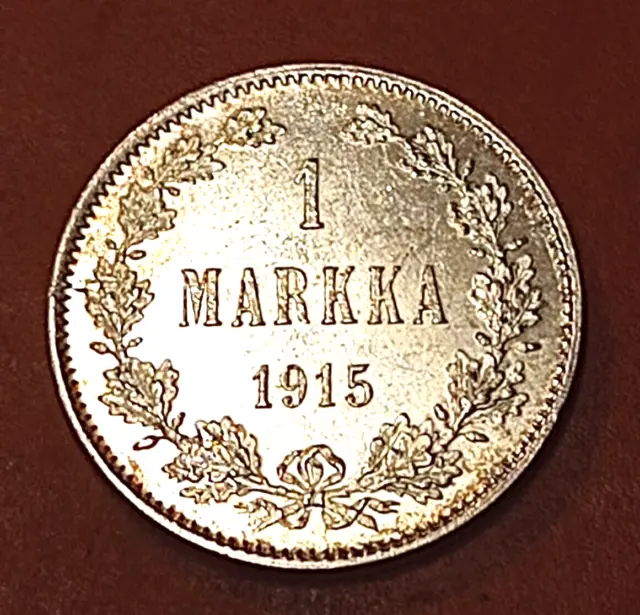 Finland   * 1 Markkaa 1915 Silver *Nicholas  II * Good condition 1++ *RARE*