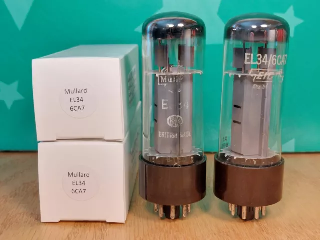 Pair of Mullard EL34 6CA7 Xf1 1960/61 Vacuum Tubes Pair of Mullard EL34 6CA7 Xf1 1960/61 Vacuum Tubes