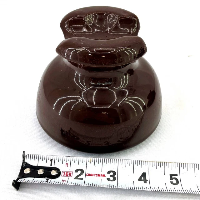 Large Vintage Brown Porcelain Ceramic Insulator Ohio Brass Co. Unusual Shape 4.5