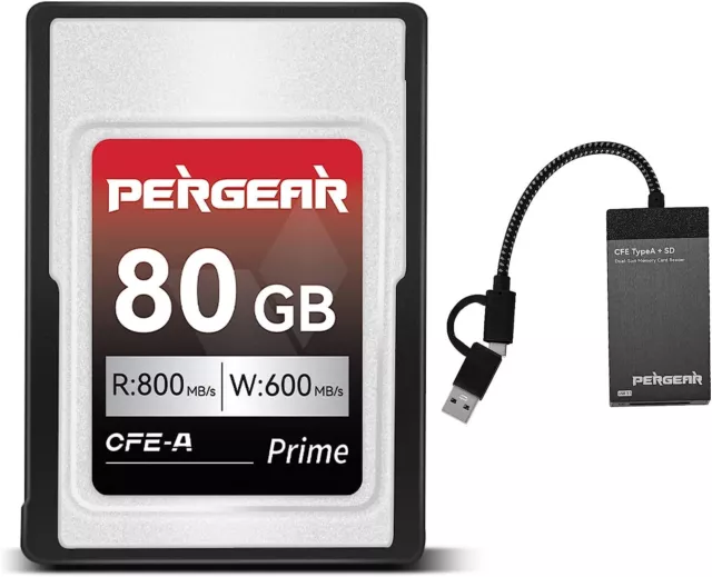 2023 Newest Pergear Professional 80GB CFE-A Memory Card + Card Reader