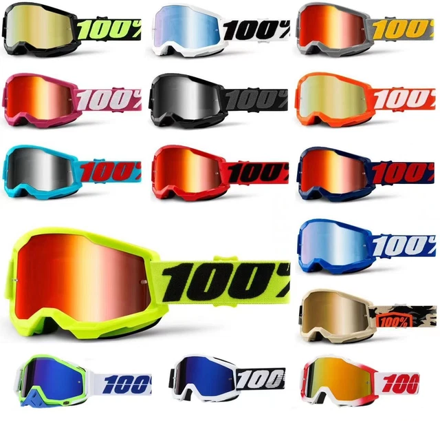 2023 100% STRATA 2 MOTOCROSS MX OCCHIALI bici enduro 100 % SPECCHIO/CLEAR