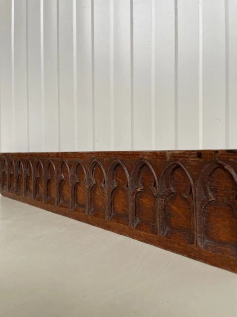 A Beautiful French Architectural Gothic Revival Carving/pediment in oak 3