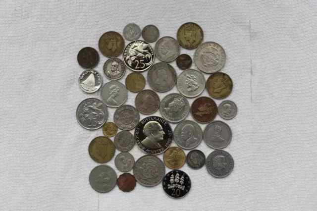 Central America coins, 35 total, Jamaica, Honduras, Costa Rica, Guatemala,