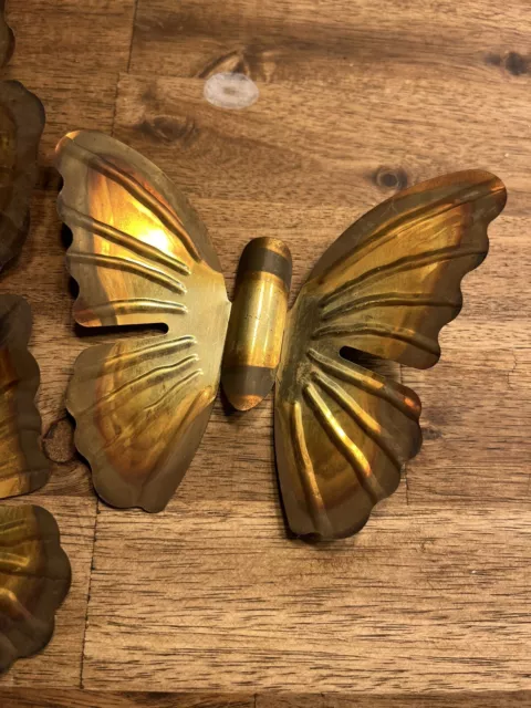 Vintage Homco Home Interiors Brass Butterflies And Flower Wall Decor 3