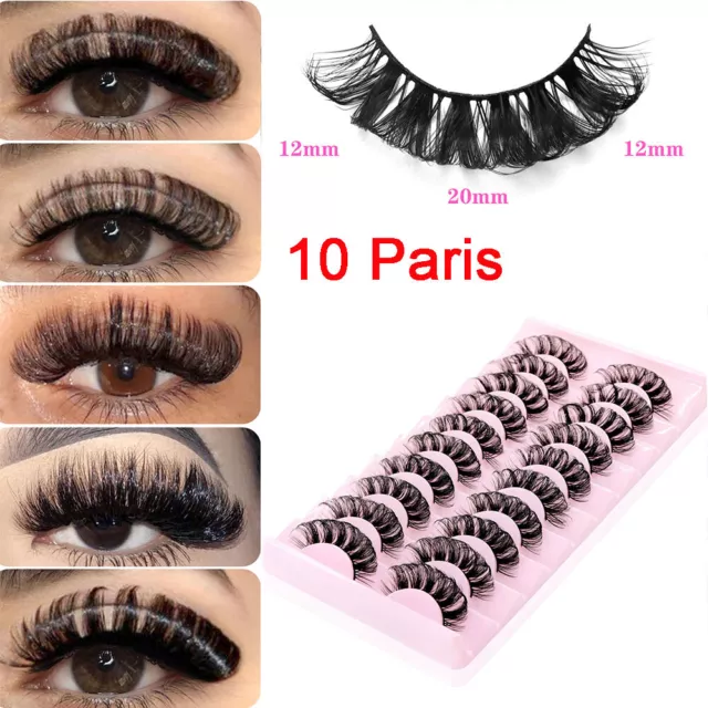 Russian Style Strip Lashes D Curl Mink False Eyelashes 10 Pairs Full Curled New