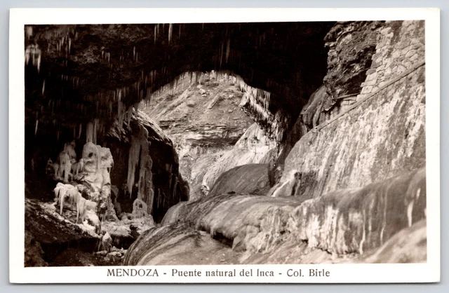 Mendoza Natural Bridge of the Inca Riverbed View Argentina Postcard RPPC UNP