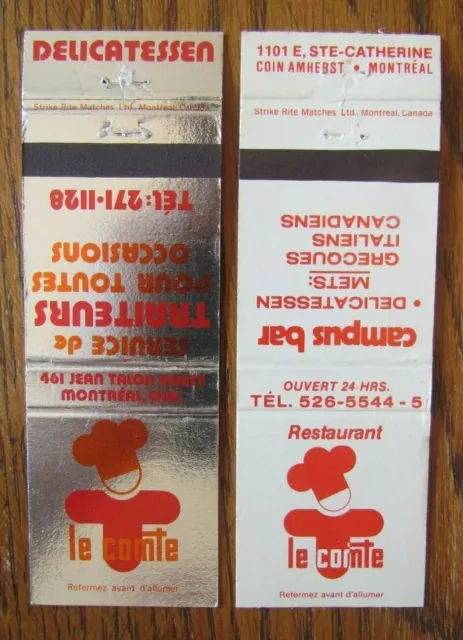 Deli Restaurant Matchbook Covers: Le Compte Montreal, Qc Empty Matchcovers -D8