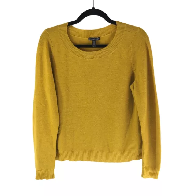 Eileen Fisher Womens Sweater Merino Wool Scoop Neck Mustard Yellow S