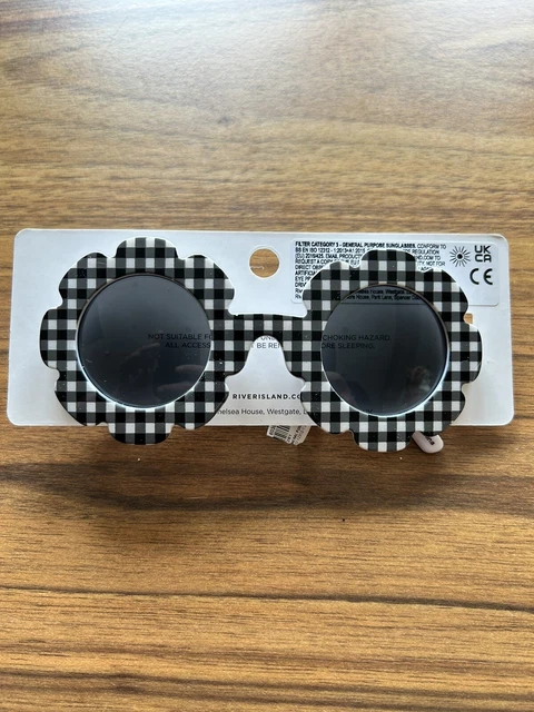Occhiali da sole a forma di fiore River Island per ragazze Gingham taglia 5-12 anni