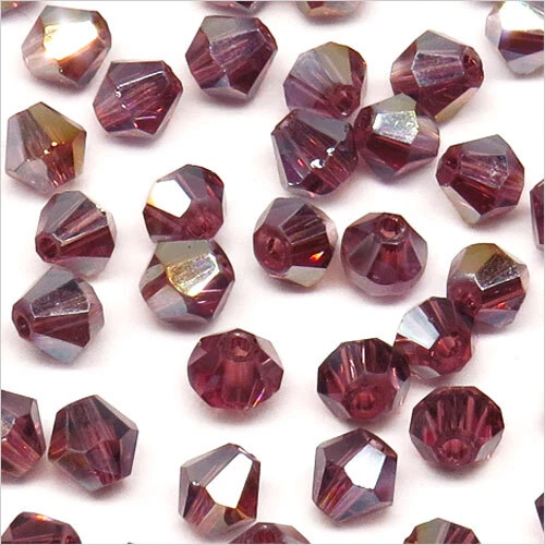 Lot de 40 Perles Tchèques Toupies en Cristal 4mm Améthyste AB