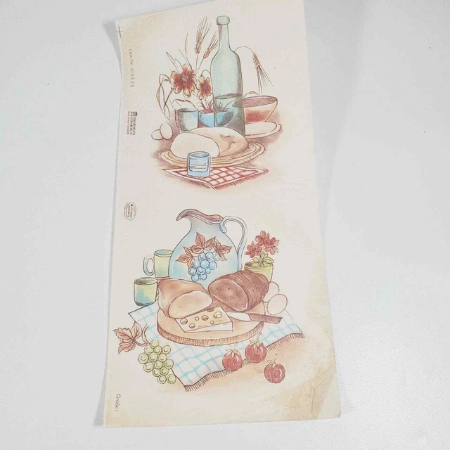 Calcomanía vintage de cerámica importaciones K picnic pan de vino página completa tobogán sin usar